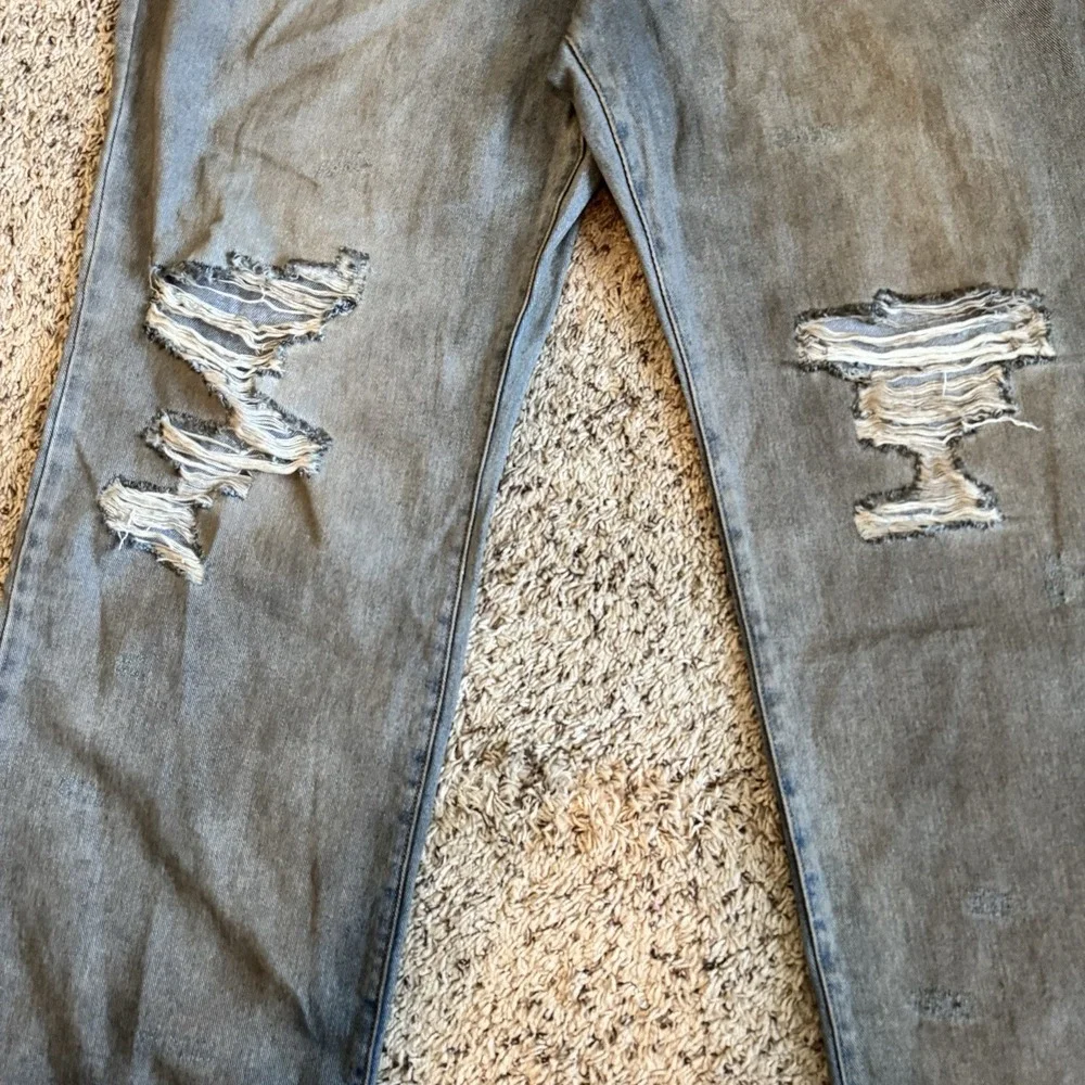 Fashion Nova Jeans Moon Landing Dean Straight Flare Distressed Denim Mens 42 NEW